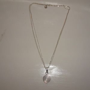 Vtg. Thelia SS 925 Circular Pendant Necklace